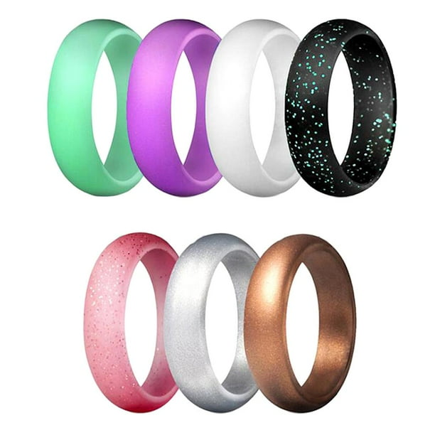 Paquete De 7 Anillos Deportivos De Goma Para Anillos De Dedo De Boda De Silicona Flexible De 5 7 Mm De Ancho 8 Sunnimix Banda de silicona para anillo de dedo Walmart en linea