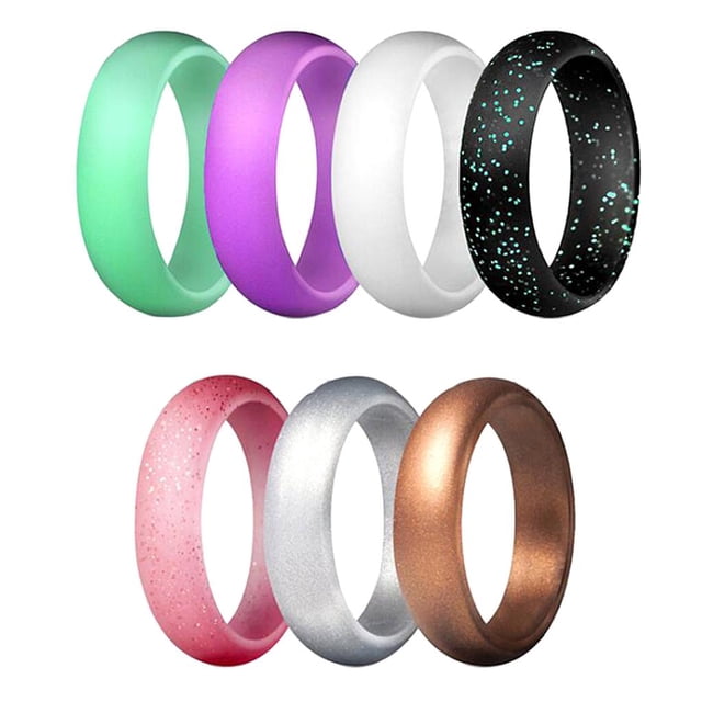 Anillo de silicona de 7 piezas, anillo de bodas de caucho, anillo respetuoso con la piel, silicona para hombres Yuyangstore Banda de silicona para anillo de dedo