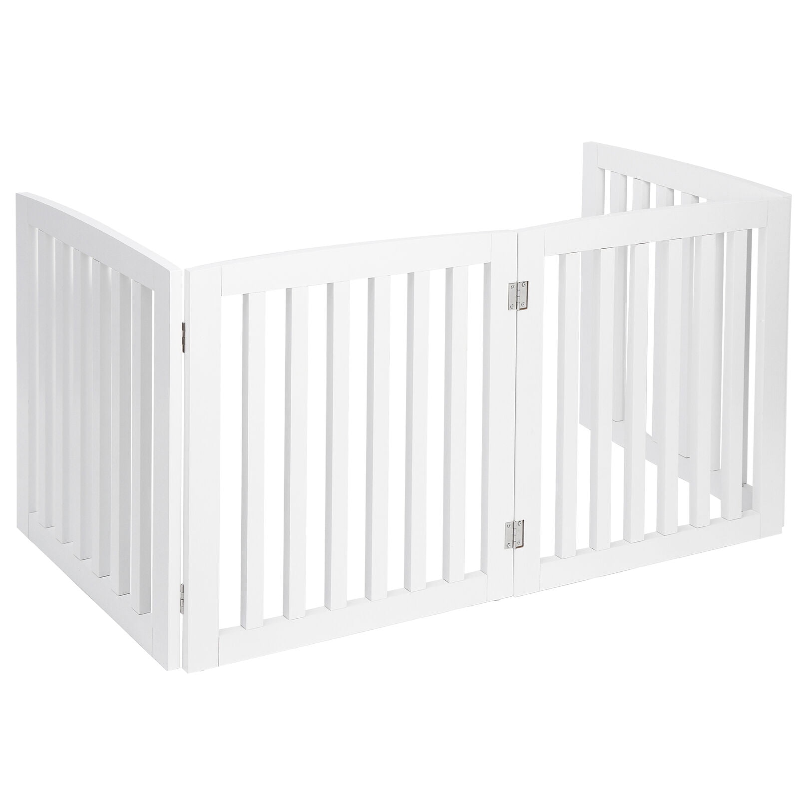 ZENSTYLE Foldable Pet Fence Home Entryway Doorway Indoor Dog Fence Pet Gate 4 Panels with Protector Feet MDF White