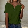 thumbnail image 2 of Ltctricy T Shirts for Women Soft Casual Short Sleeve V Neck Quarter Button Solid Color Tunic Tops Loose Tee Blouses, 2 of 5