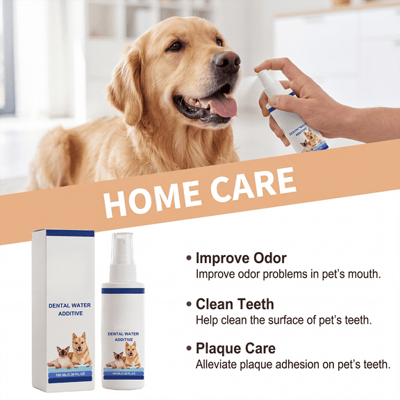 Dog Dental, Pet Tartar Remover, Dog Bad Breath, Dog Breath, 100Ml Multi-Use Pet Mouthwash Compatible with Standard Pet Water Bowls to Support Consistent At-Home Dental Maintenance
