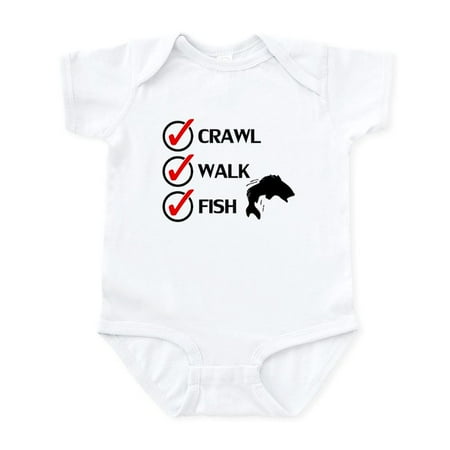 

CafePress - Crawl Walk Fish Body Suit - Baby Light Bodysuit Size Newborn - 24 Months