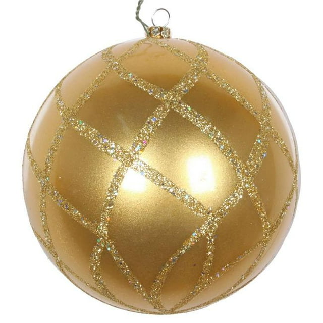Vickerman MT198108D 4.75 in. Gold Candy Glitter Net Ornament - 3 per Bag