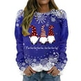 thumbnail image 2 of Baqcunre Sweaters For Women Women's Round Neck Long Sleeved Dwarf Fa La La La Printed Top Hooded Sweater Women Sweatshirt Fall Outfits Women Trendy Blue L, 2 of 4