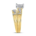 thumbnail image 4 of 10K Yellow Gold His Hers Round Dia. Square Matching Wedding Set 1/2ctw, Women's Size: 5-10, Mens Size: 7-13, 4 of 4