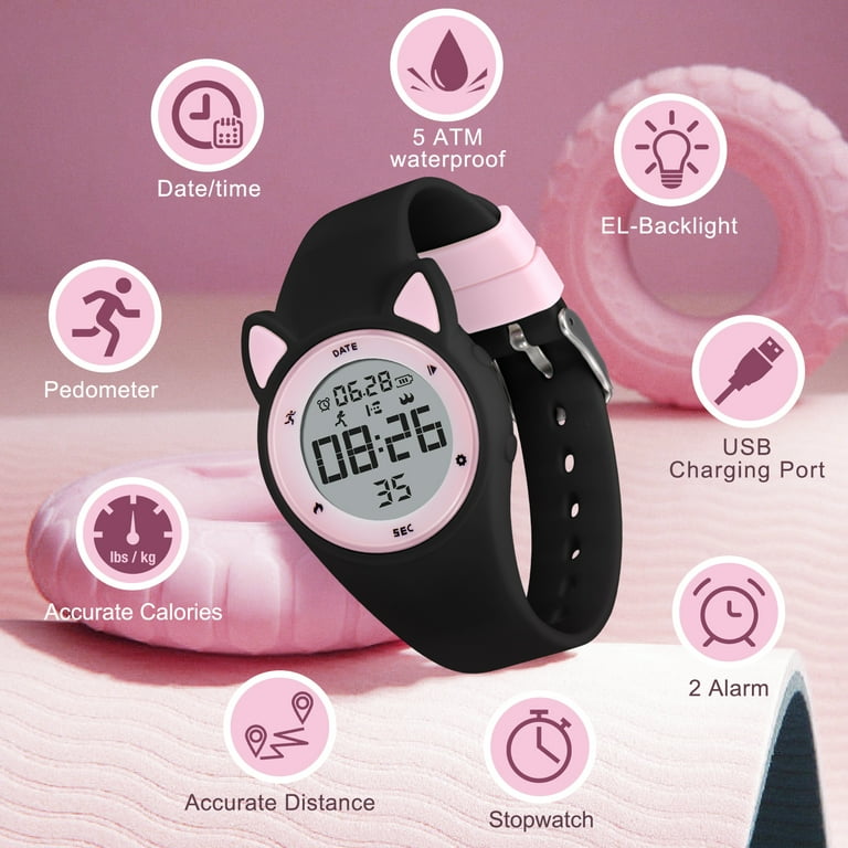 Kids Digital Sport Watch with Safety Track, Alarm Clock
