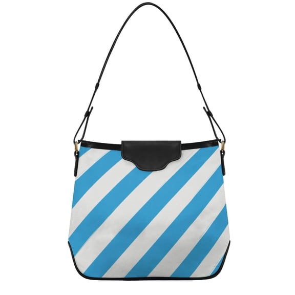 Blue-white Diagonal Stripes Women's Tote Bag Convertible Handbags Hobo Shoulder Bag with Zipper Magnetic Snap