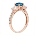 thumbnail image 3 of 1.97 ct Round Cut Natural London Blue Topaz 3 Stone 18K Rose Gold Womens Engagement Ring, 3 of 4
