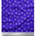 thumbnail image 1 of Soimoi Blue Poly Georgette Fabric Snow Flakes & Star Decor Fabric Printed Yard 52 Inch Wide, 1 of 3