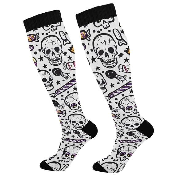 joogoo Skeleton Cartoon Socks Women Men Knee High Sock