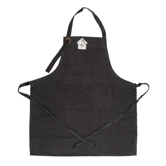 SYDR Cotton Denim Apron with Front Center Pocket | (27” X 32”) Unisex Apron for Men & Women | Kitchen Apron & Cooking Aprons, Black