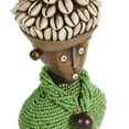 thumbnail image 4 of DecMode Small Hand-Crafted Pine Wood, Cowrie Shells, Orange Beads & Kente Cloth African Woman Namji Doll, Green, 4 of 10