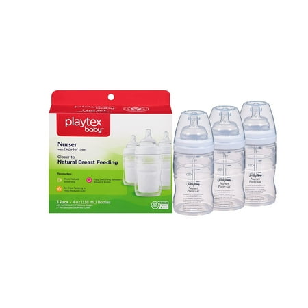 Playtex Baby, Nurser with Drop-Ins Liners, 4 Oz Baby Bottle, 3 Count with 15 Pre-Steralized Disposable