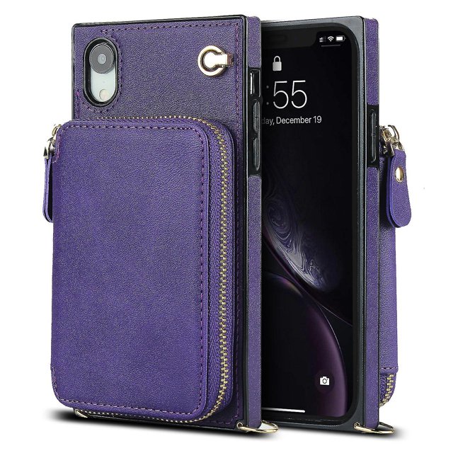 Funda tipo cartera para iPhone XR con tarjetero y correa para el hombro para mujer