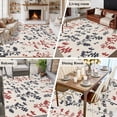 thumbnail image 5 of Grey Red Botanical Area Rugs 5'x8', Washable Small Throw Rugs for Classroom Bedroom, Rustic Country Spring Floral Summer Leaf Indoor Outdoor Rug Non-Slip Low Pile Carpet Runner Reversible Floor Mats, 5 of 8