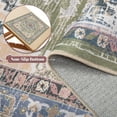 thumbnail image 5 of 8' Diameter Vintage Area Rugs,Soft Washable Distressed Thin Rugs for Living Room Bedroom,Non-Slip Foldable Indoor Carpet,Green, 5 of 5