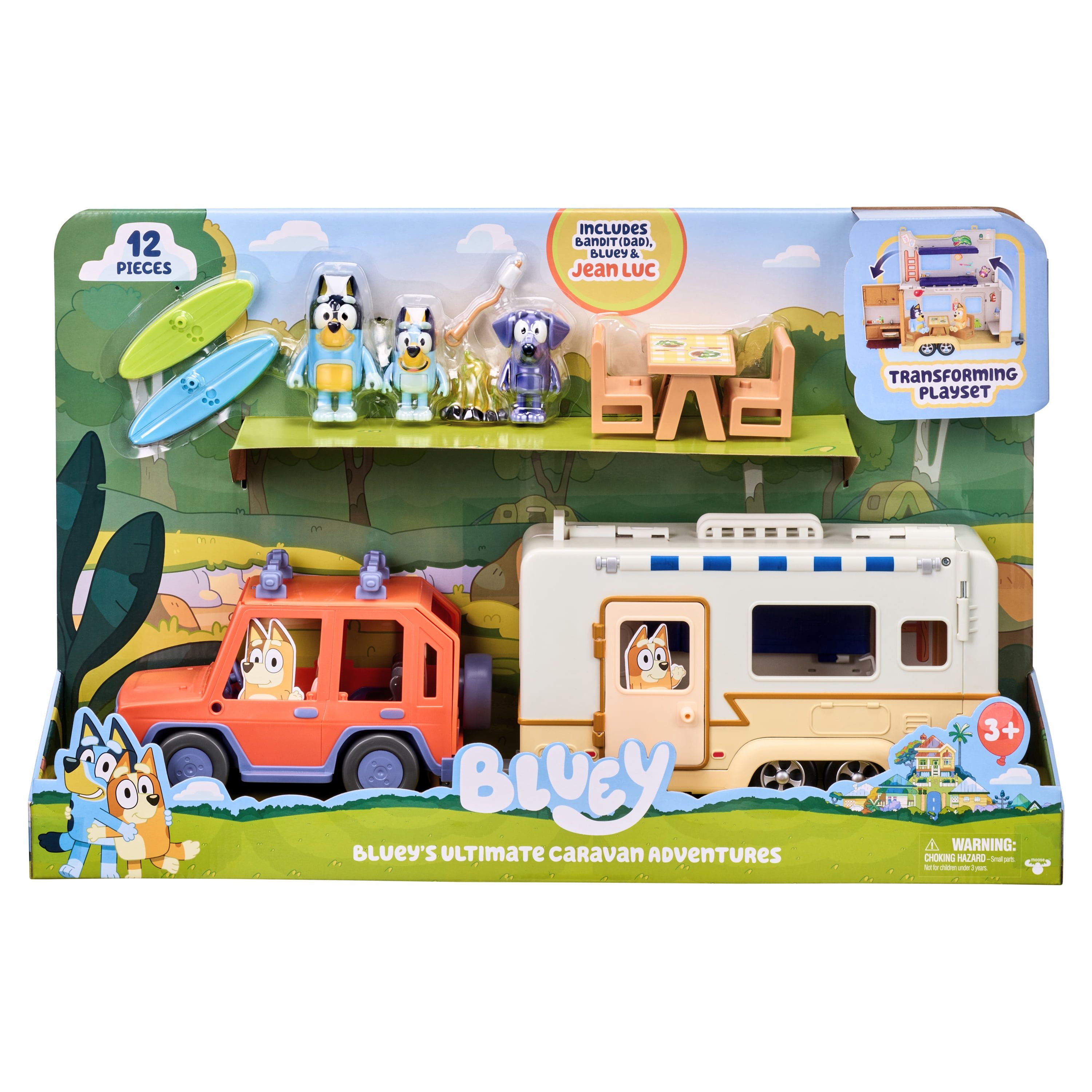 Bluey Ultimate Caravan Adventures, Camper Playset with Three 2.5-3" Figures,  4WD Family SUV, Camper, 2 Surfboards, Preschool, Ages 3+ - image 5 of 10