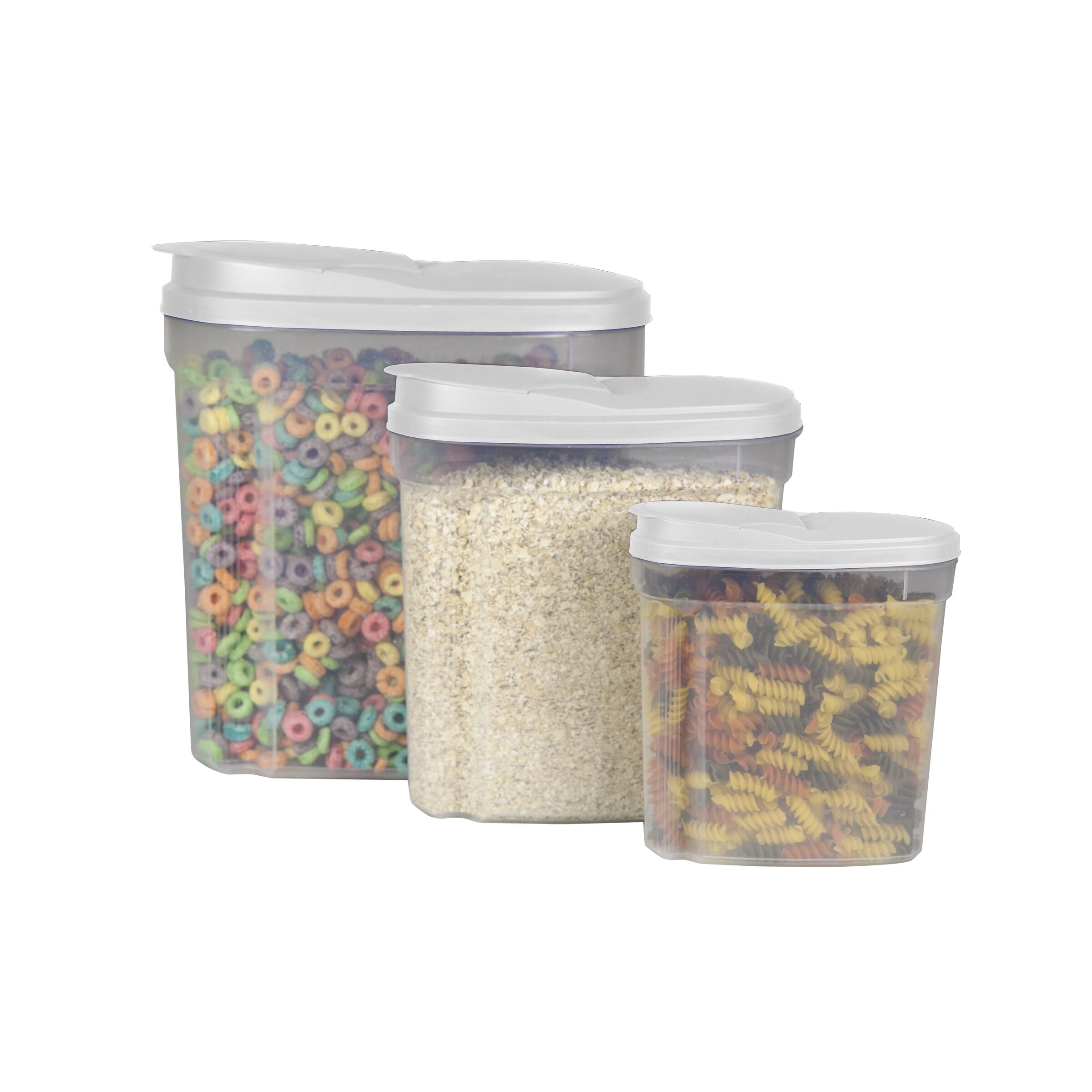 Home Basics Plastic Cereal Container With Lid Set 3 Pieces