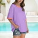 thumbnail image 2 of Chaqueta deportiva,Blusa informal de manga corta para mujer, cuello redondo, mezcla de poliéster y elastano, ajuste suave y cómodo, ideal para uso diario en casa, sopatenor, 2 of 8
