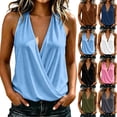 thumbnail image 7 of aohooy V Neck Wrap Tank Tops for Women Summer Sleeveless Ruched Front Cotton Linen Camisole Elegant Casual Loose Tank Top Blouses White,XL, 7 of 7