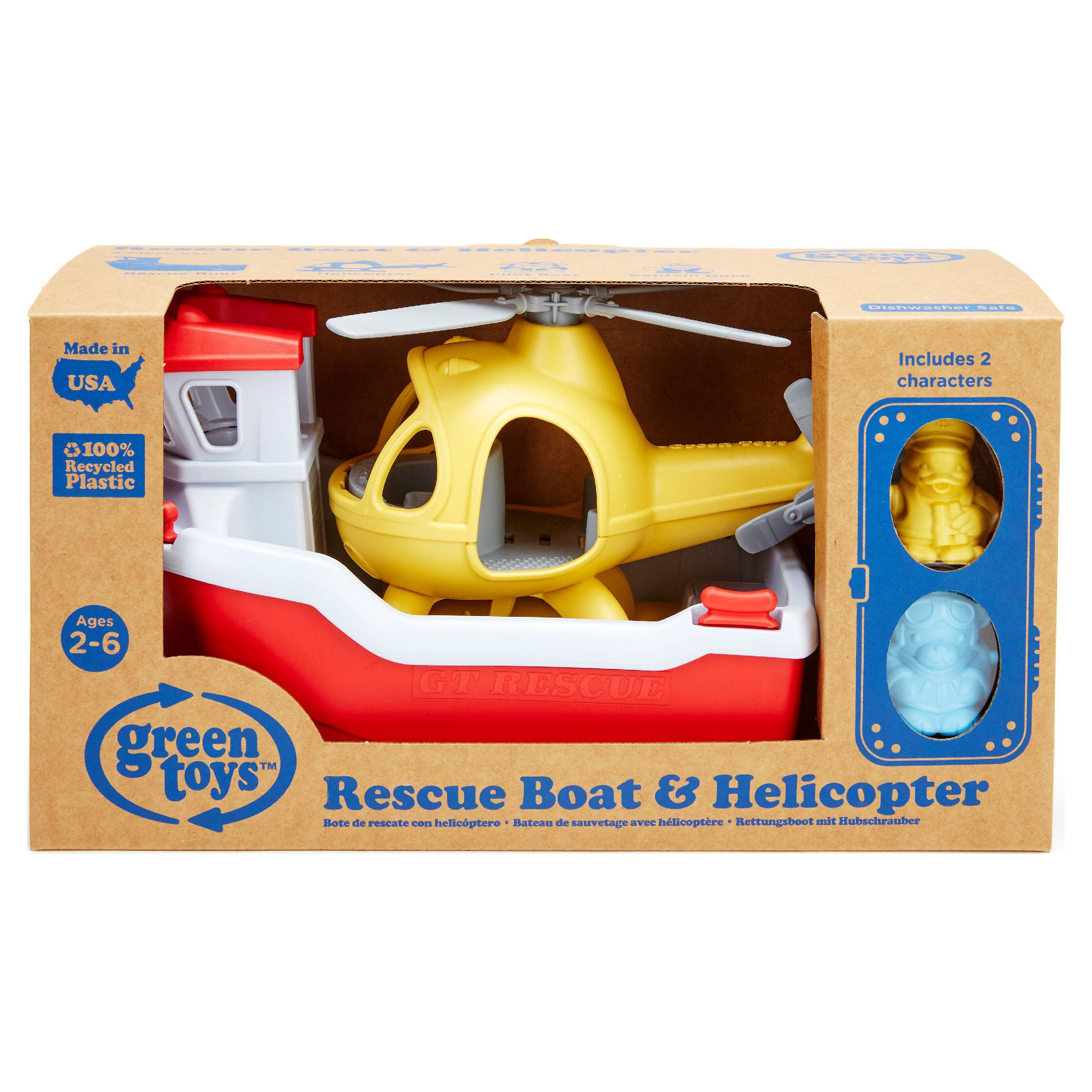 Green Toys Rescue Boat & Helicopter with a Captain Duck and Pilot Bear - image 2 of 10