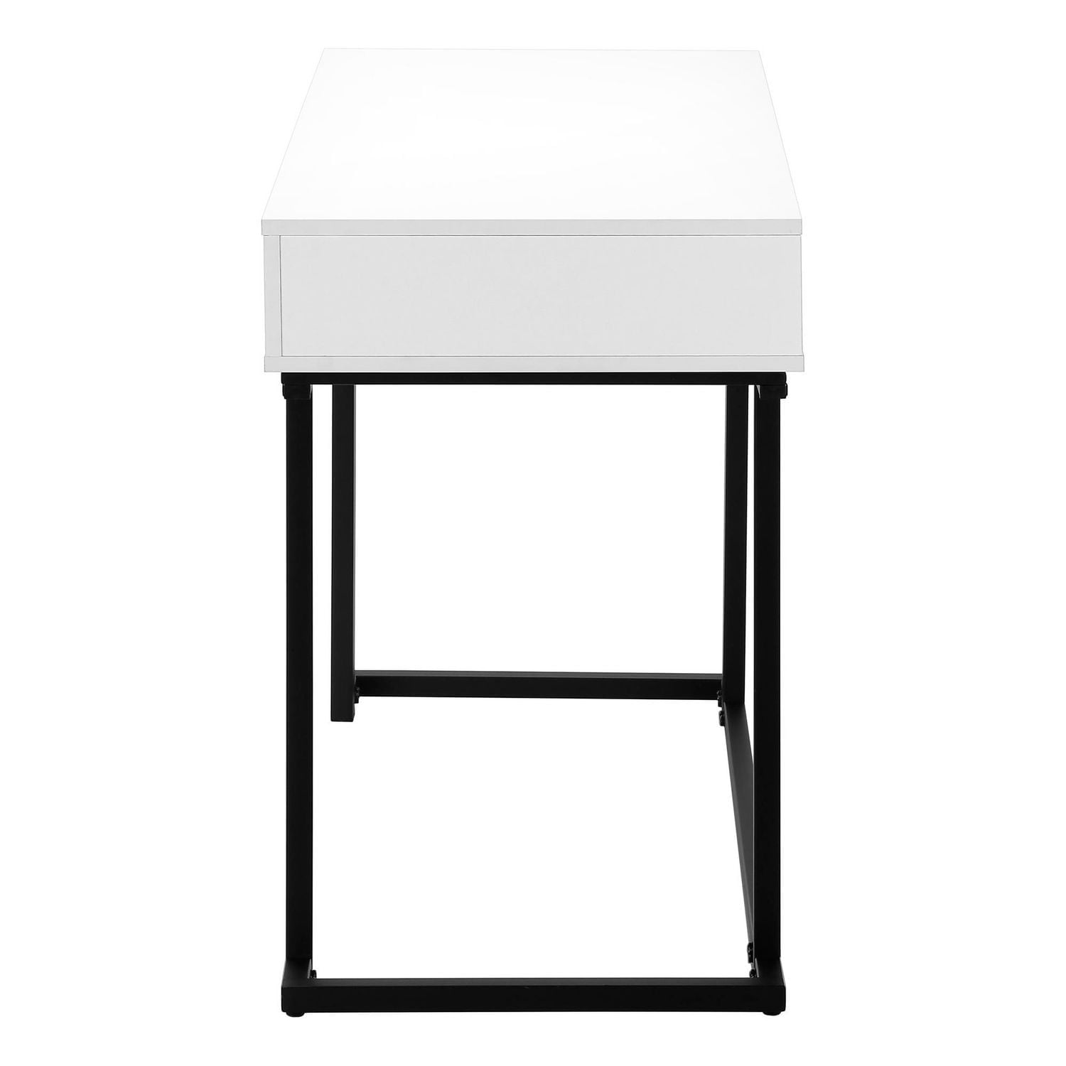 Monarch Specialties Computer Desk, Home Office, Laptop, Storage Drawers, 42"l, Work, Metal, Laminate, Glossy White, Black, Contemporary, Modern