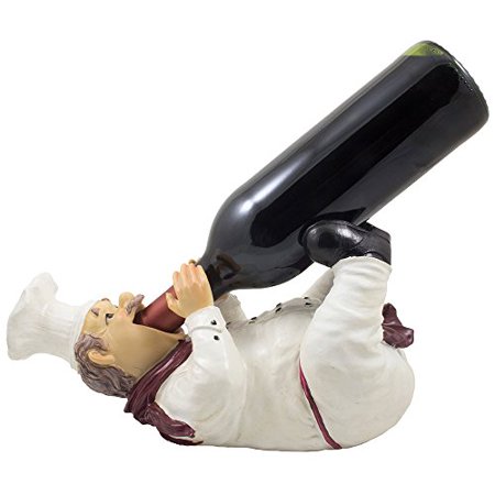 Drinking French Chef Pierre Wine Bottle Holder Statue In