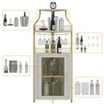 thumbnail image 4 of COZONY 5-Tier Retro-Styled Corner Bar Cabinet with Wine Rack and Storage, 60.6"H, 4 of 8
