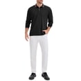 thumbnail image 2 of Camisa polo de golf de negocios de manga larga de ajuste regular para hombres, color sólido, talla L, negra, 2 of 6