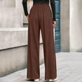 thumbnail image 6 of AINIYS Corduroy Pants Women High Waisted Wide Leg Pants Solid Business Casual Fall Winter Straight Loose Trousers with Pockets Brown S, 6 of 8