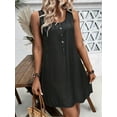 thumbnail image 4 of Women'S Scoop Neck Sleeveless Tank Dress Button Front Flared Casual Mini Dresses Black XXXL, 4 of 7