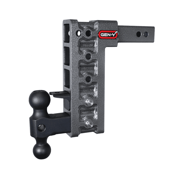 GEN-Y GH-325 MEGA-DUTY Adjustable 10" Drop Hitch with GH-031 Dual-Ball, GH-032 Pintle Lock for 2" Receiver - 10,000 LB Towing Capacity - 1,500 LB Tongue Weight