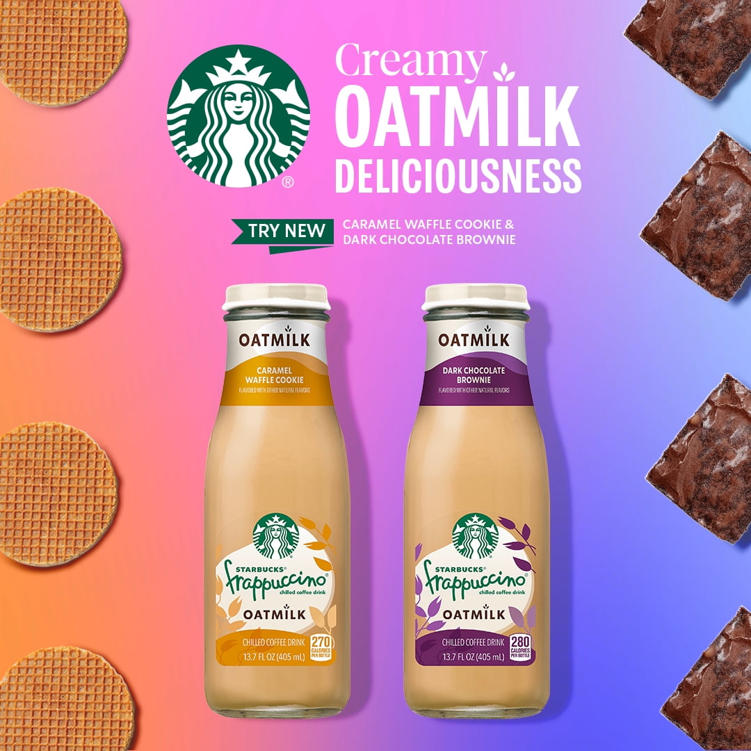Starbucks Oatmilk Frappuccino, Coffee Drink, Dark Chocolate Brownie, 13.7 fl oz Bottles, (12 Pack), Iced Coffee​