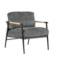 thumbnail image 2 of Christopher Knight Home Mid-Century Modern Upholstered Accent Chair, Wooden Armrest, Metal Frame, Grey, 2 of 8