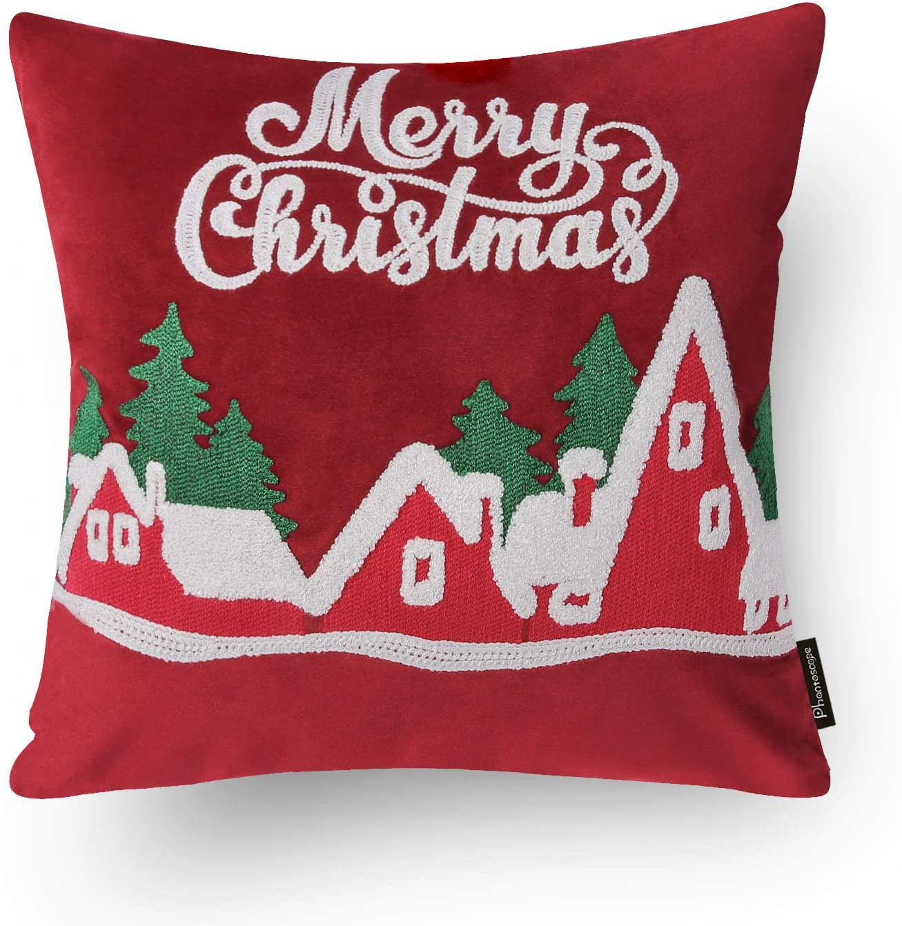 Phantoscope 18" x 18" Modern, Classic Christmas Day Embroidery Christmas Polyester Throw Pillow , ( 4 Count)