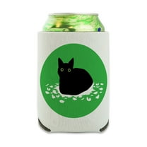 Black Cat Sitting on Feathers Can Cooler - Drink Sleeve Hugger Collapsible Insulator - Beverage Insulated Holder
