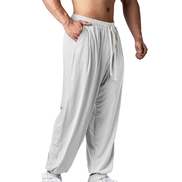 WRKEKC Joggers for Men Solid Color Stretch Belt Drawstring Ankle Pants with Comfort Fit for Running or Casual Use