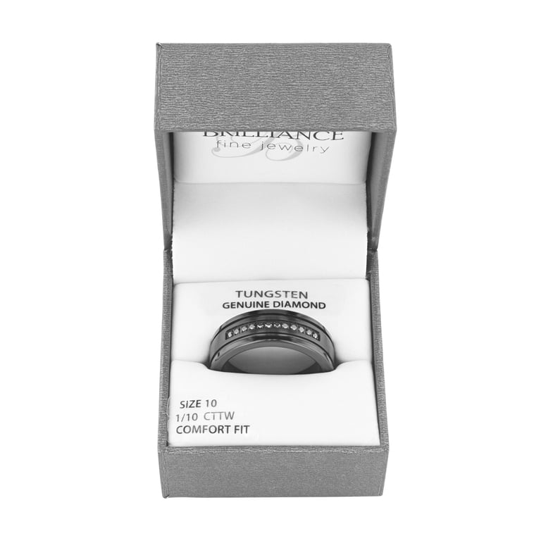 Brilliance Fine Jewelry Men's Black Diamond Tungsten Wedding Band photo 4