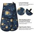 thumbnail image 2 of Yayeee Double Oven Mitt Kitchen Heat Resistant Baking 35" x7" Quilted Glove, Blue Fireflies Pattern, 2 of 6