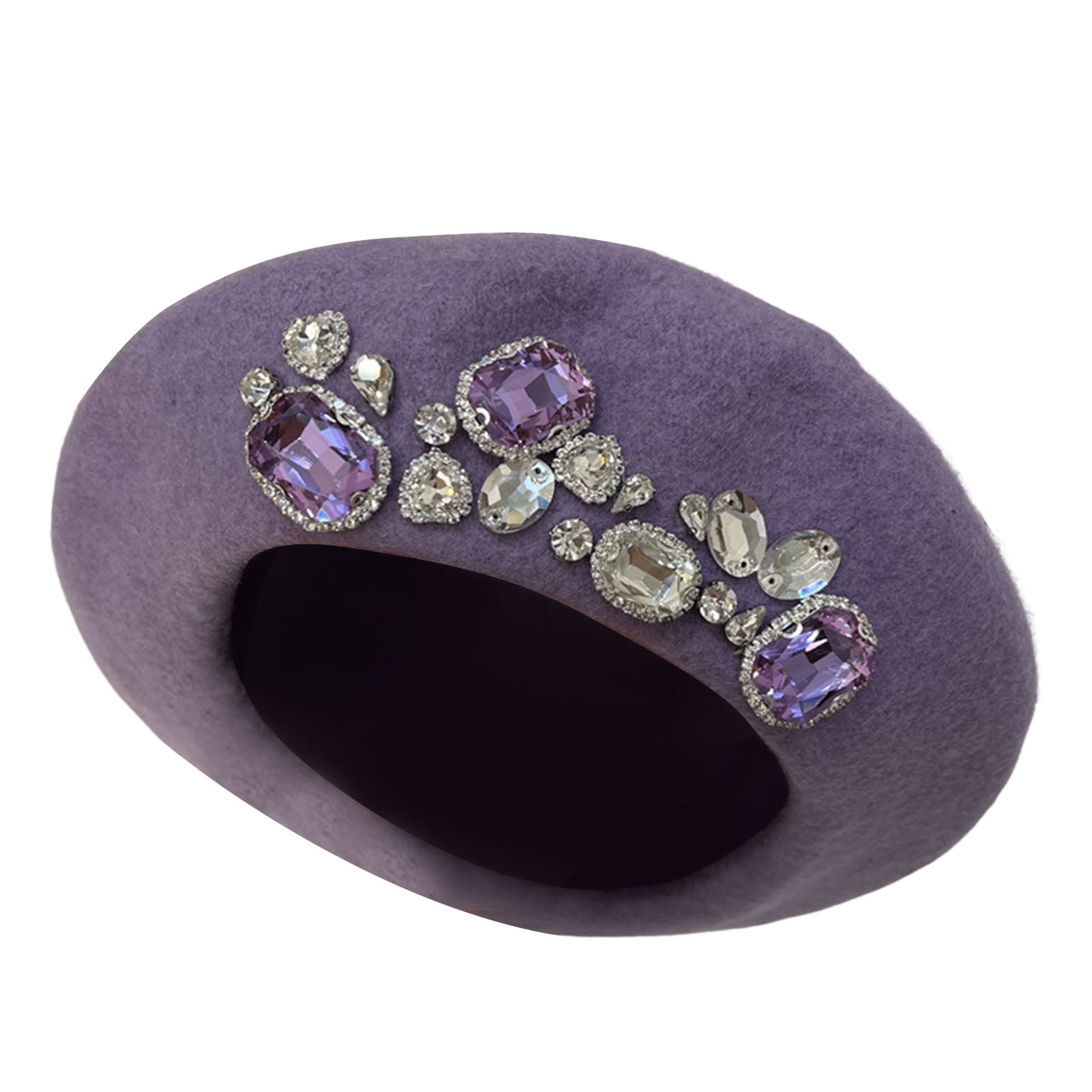 Rhinestone Beret Hat French Beret Cap Winter Warm Beanie  display picture 2