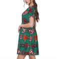 thumbnail image 2 of Fotbe red and green bow tie Vestido Largo de Moda para Mujer, Vestido Tipo Camiseta con Manga Corta y Estilo Casual a Rayas y Bloques de Color, 2 of 6