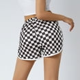 thumbnail image 5 of KOMOO Women Sports Shorts Checkerboard Pattern Elasticated Waist Drawstring Sports Shorts, 5 of 9