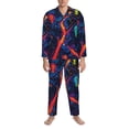 thumbnail image 3 of Balery Neon City Map Pijama para Hombre de Dos Piezas con Manga Larga, Conjunto de Dormir y Descanso Suave con Bolsillos-Large, 3 of 7