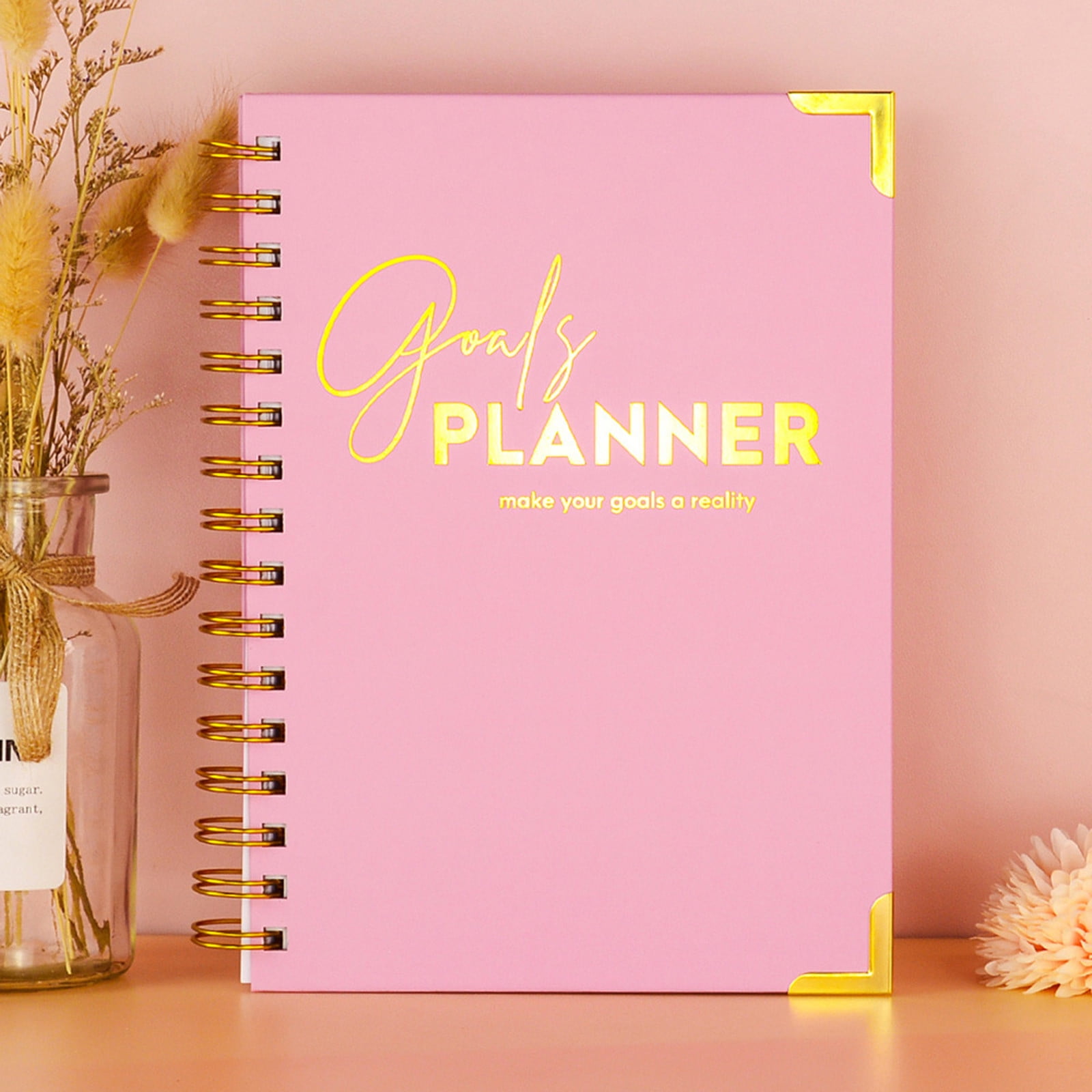 Teacher Planner 2020-2021 Academic Year, Pink Daily Weekly and Monthly Lesson Planner for Students and Educators, Spiral Bound Goals Notebook for Organized Academic Scheduling