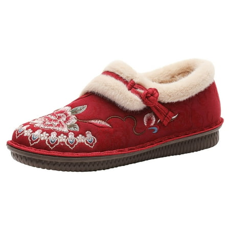 Yindaity Women Ladies Snow Boots Waterproof Mid-Calf Boots Warm Shoes(Red 7)