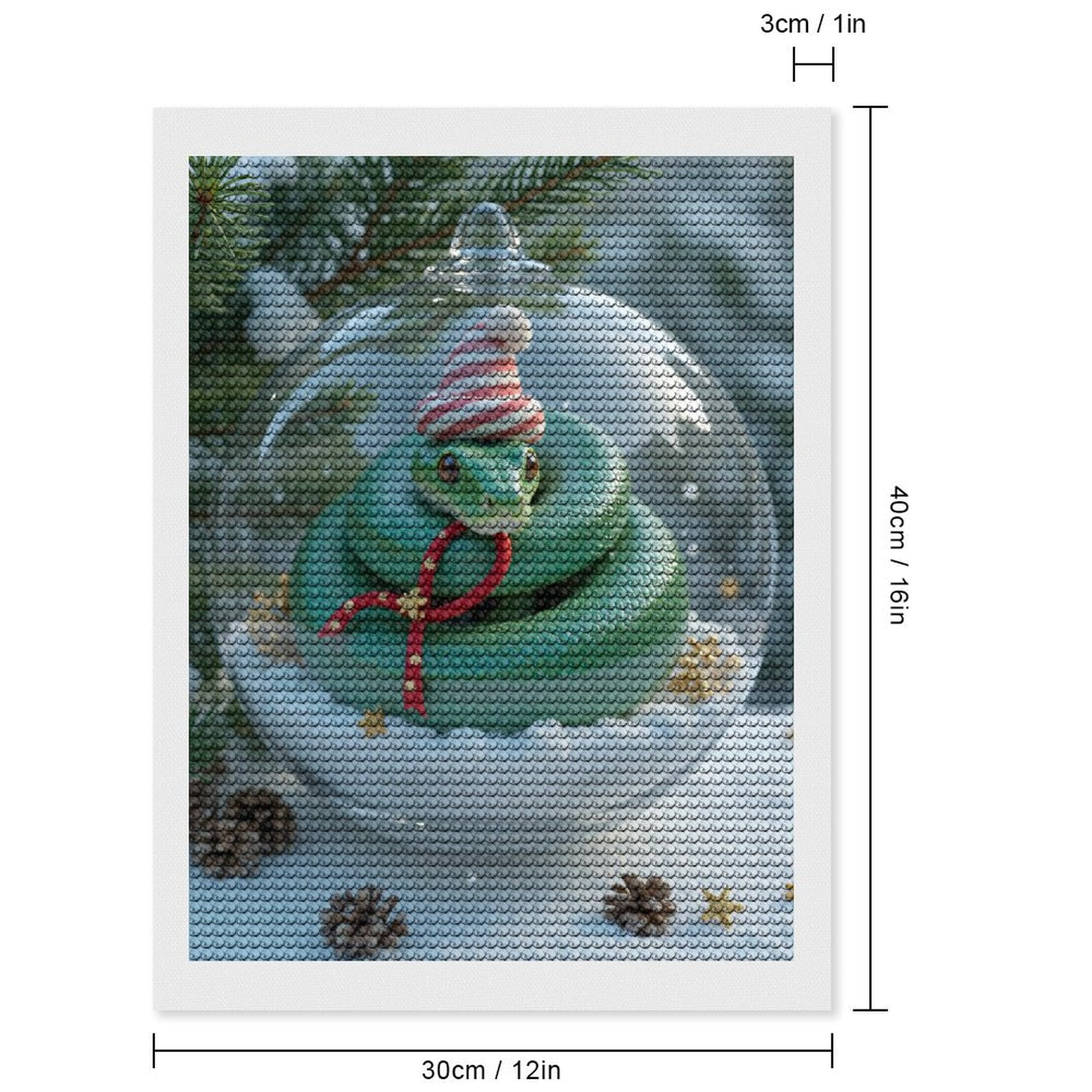 Diamond Art Kits for Adults, Snowy Snake Holiday Ornament 5D Diamond Painting Kits for Adults Beginners, DIY Full Drill Diamond Painting, Gem Art and Crafts 12x16