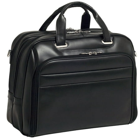 McKlein SPRINGFIELD, Fly-Through Checkpoint-Friendly Laptop Briefcase, Top Grain Cowhide Leather, Black (Best Leather Briefcases In The World)