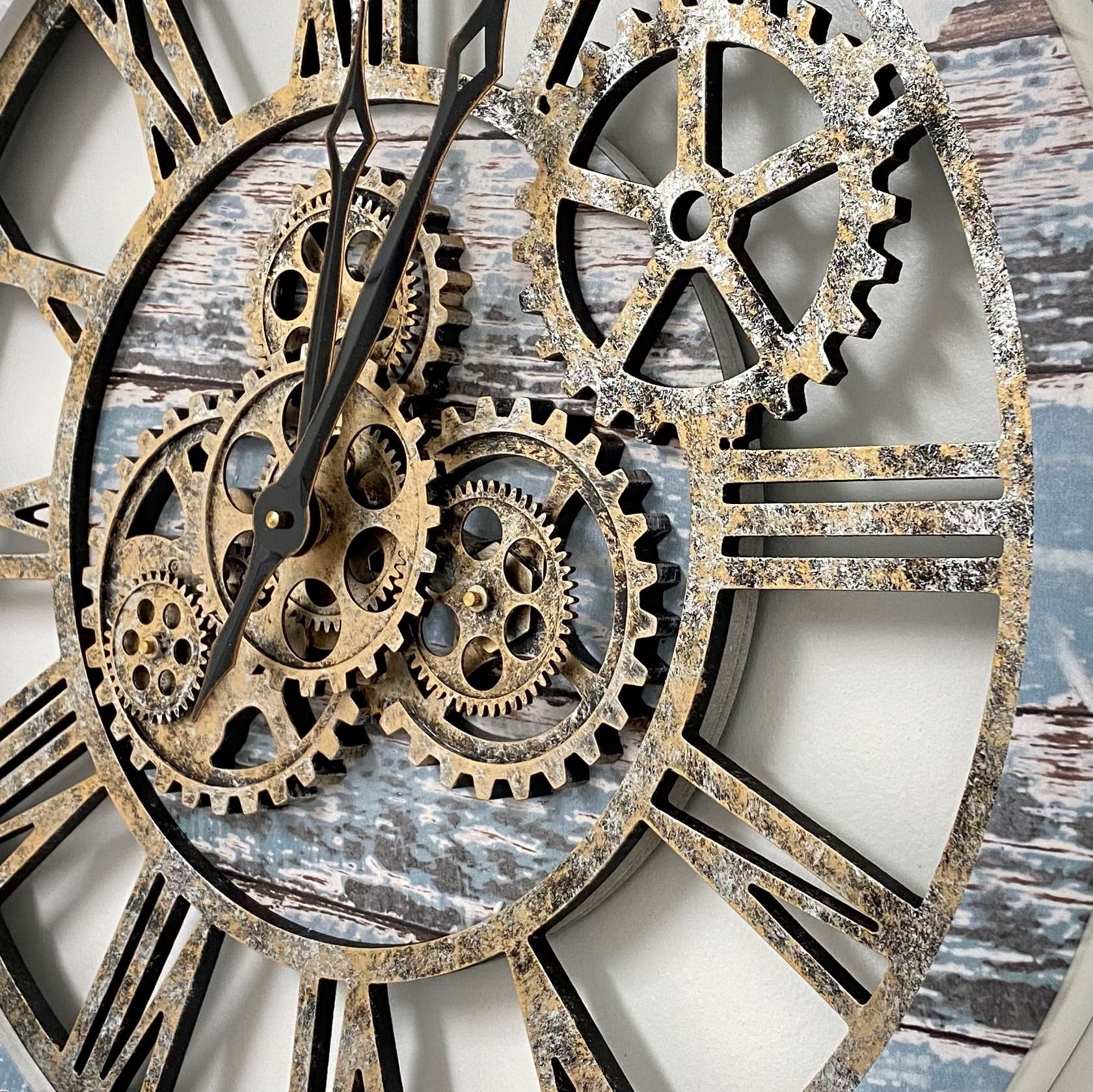 THE GEARS CLOCK Wall Clock with Real Moving Gears AM-LI_ 24 in Round Aqua-Green