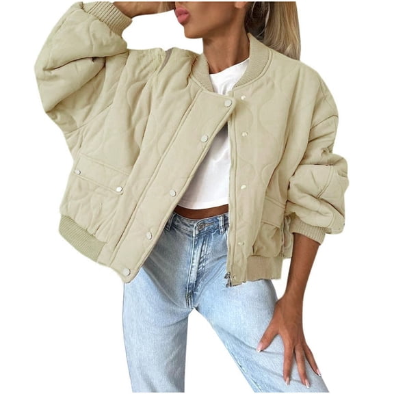 UYISJ Womens Quilted Lightweight Jackets Button Down Puffer Jacket Coats Padded Outwear Mockneck Tops with Pockets Khaki L