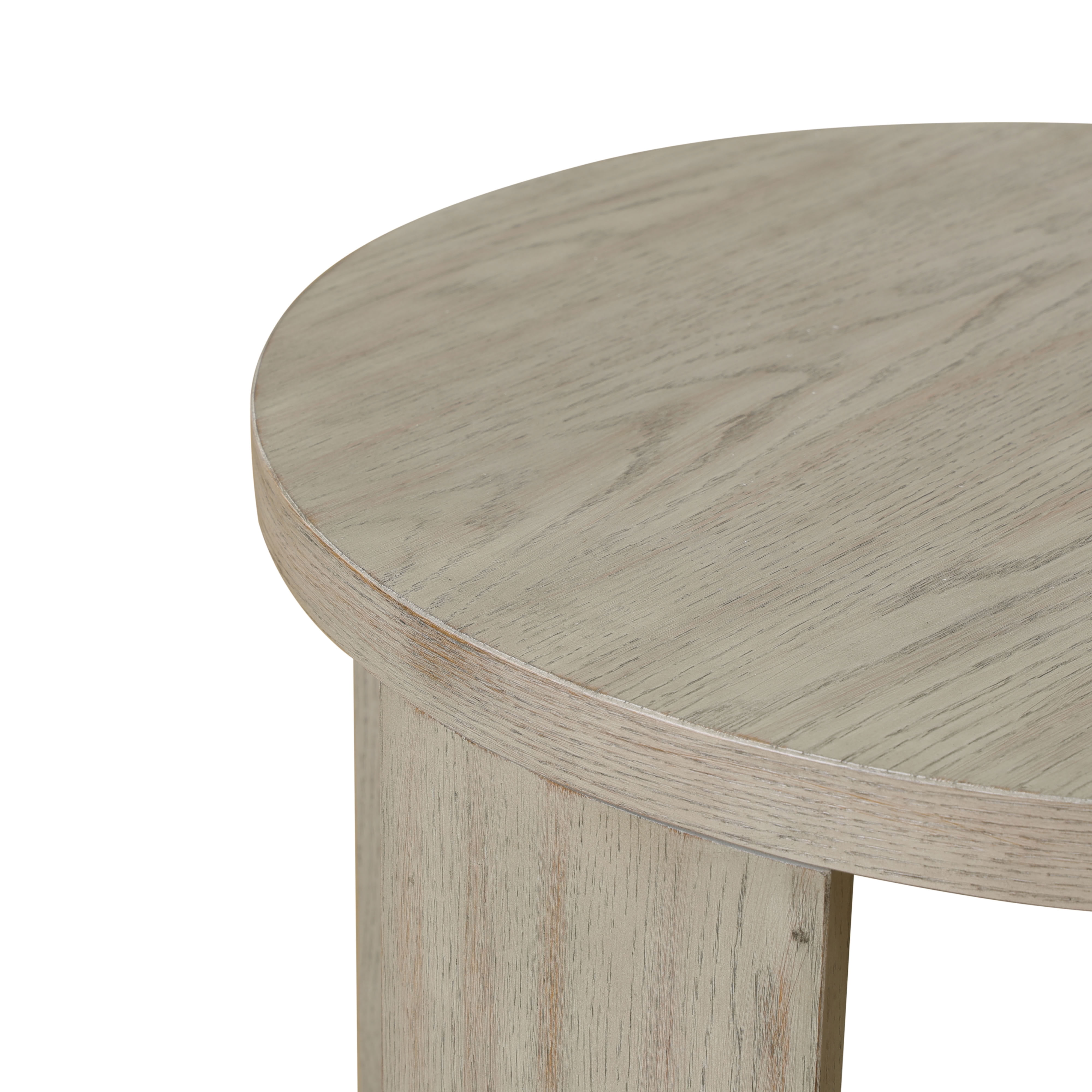 MAYEERTY 24" Round Solid Wood Side Table, Modern Farmhouse End Table with Open Storage Shelf, for Living Room, Bedroom, Small Spaces